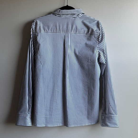 Nordstrom Black and White Striped Button Down Shirt Women’s Size Large - Picture 4 of 8